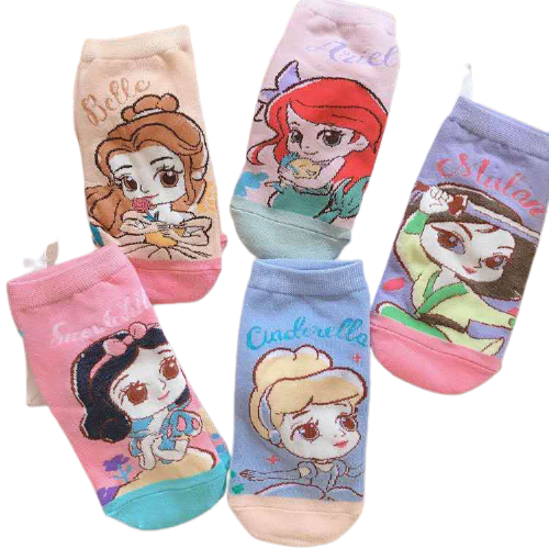 5 Pares Anime Dibujos Calcetines Corte Bajo Princesas Unisex