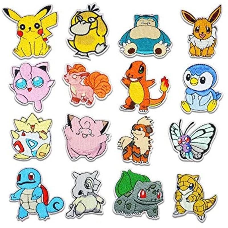 Parches de Tela Pokemon Ropa Adhesivos Bordado Niños