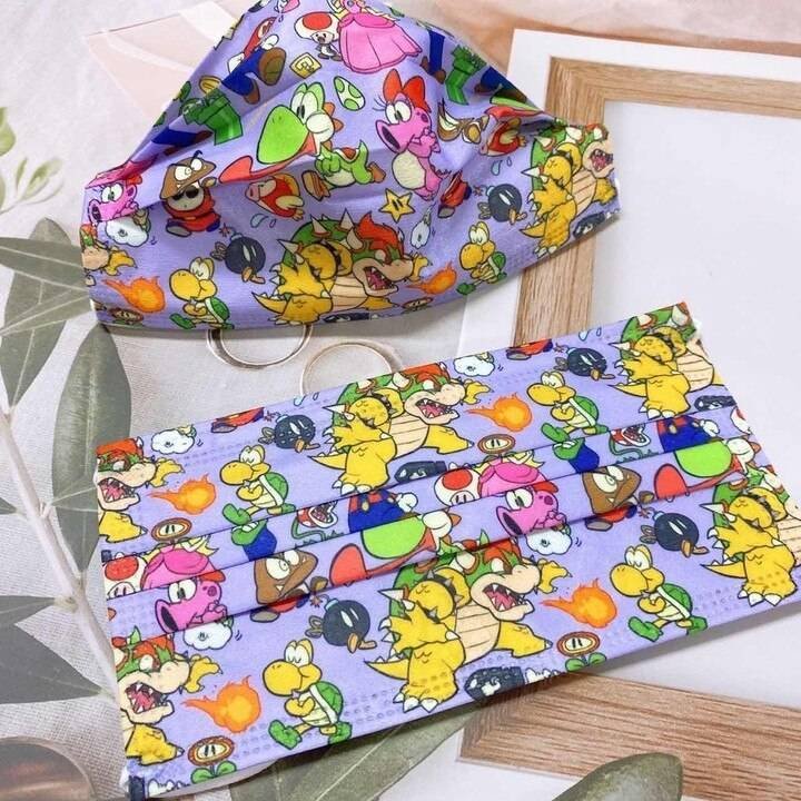 5 Cubrebocas Super Mario Niños y Adultos Anime Tricapa