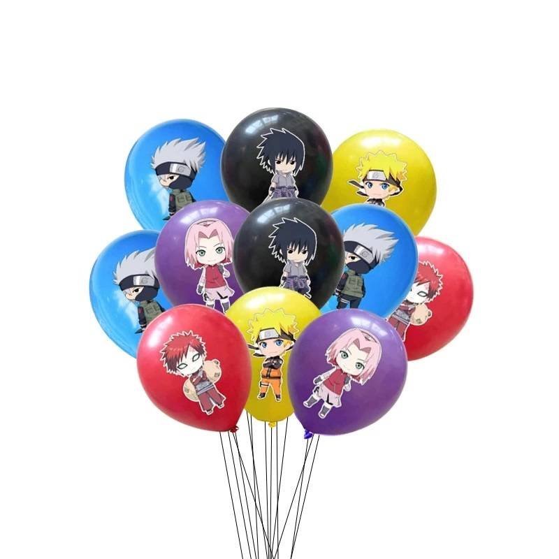 Juego 10 Globos Látex Naruto Sasuke Sakura Fiesta Modelo 1
