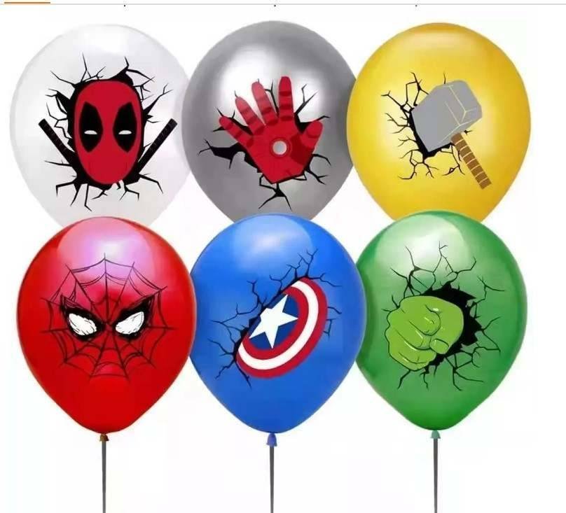 Juego 12 Globos Látex Marvel Super Héroes Fiesta Modelo 1
