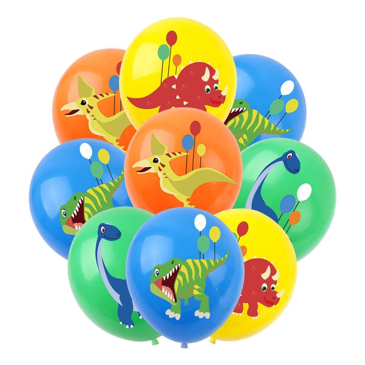 Juego 12 Globos Látex Dinosaurios Caricatura Fiesta Modelo 1