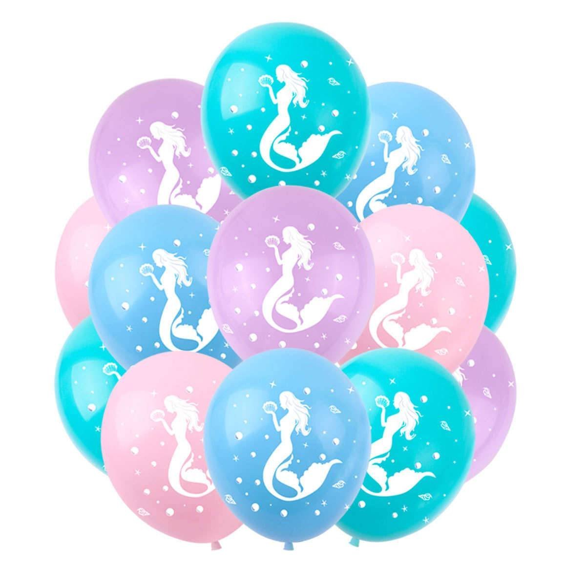 Juego 12 Globos Látex Sirena Caricatura Fiesta Modelo 1