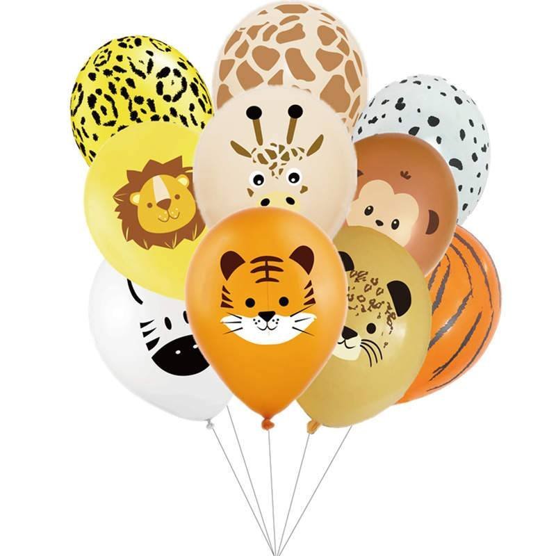 Juego 10 Globos Látex Animales Selva Fiesta Modelo 1