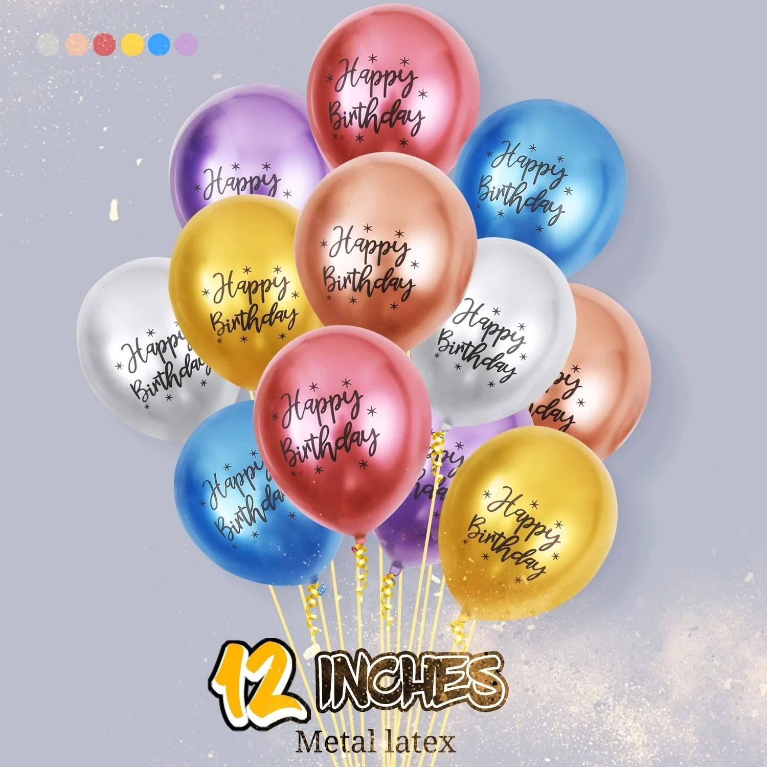 Juego 50 Globos Látex Feliz Cumpleaños Happy Birthday Fiesta Modelo 1