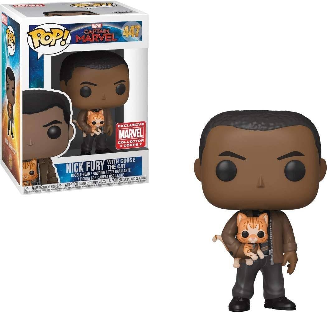 Funko Pop Captain Marvel Nick Fury With Goose The Cat 447 Marvel Exclusive
