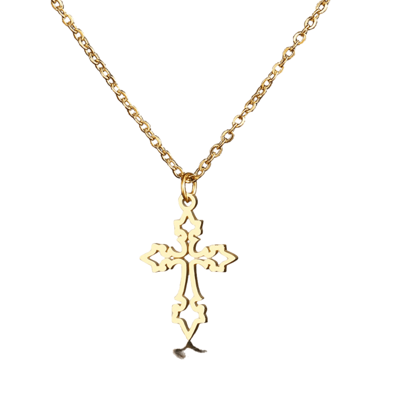 Collar Cadena Acero Inoxidable Dije Cruz Vintage