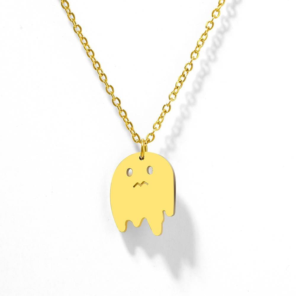 Collar Cadena Acero Inoxidable Dije Halloween Fantasma