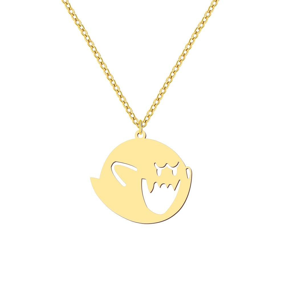Collar Cadena Acero Inoxidable Dije Mario Fantasma Boo