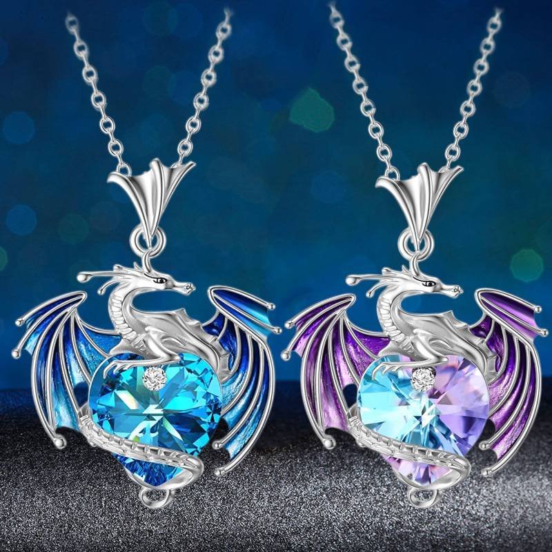 Collar Colgante Dragon Gema Corazon Gargantilla Minimalista