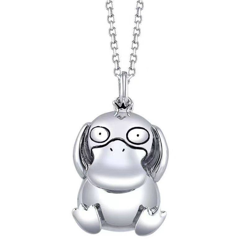 Collar Colgante Metal Pokemon Psyduck 3D Japon Plateado