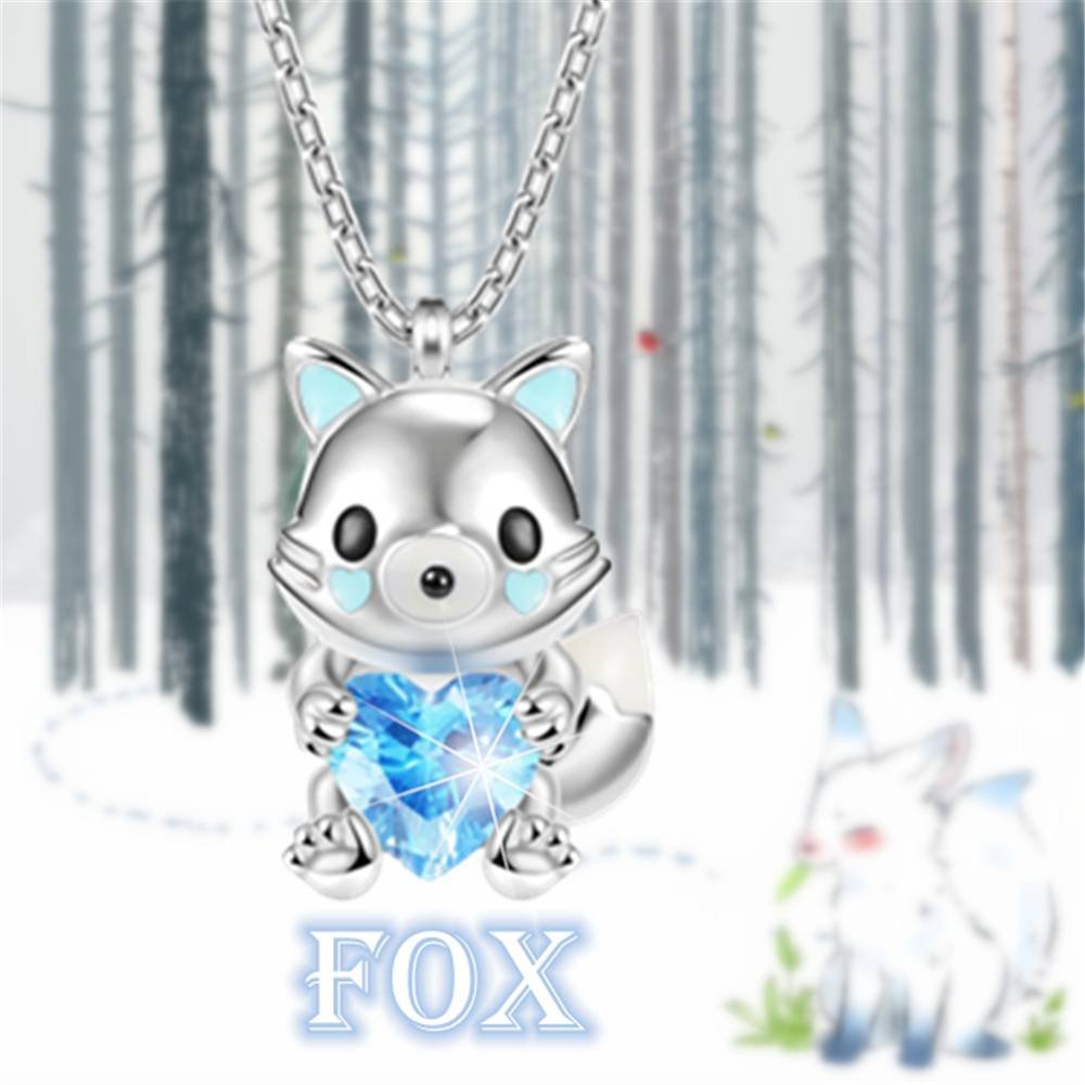 Collar Colgante Animales Cristal Corazón Joyería Regalos Amor Zorro Nieve