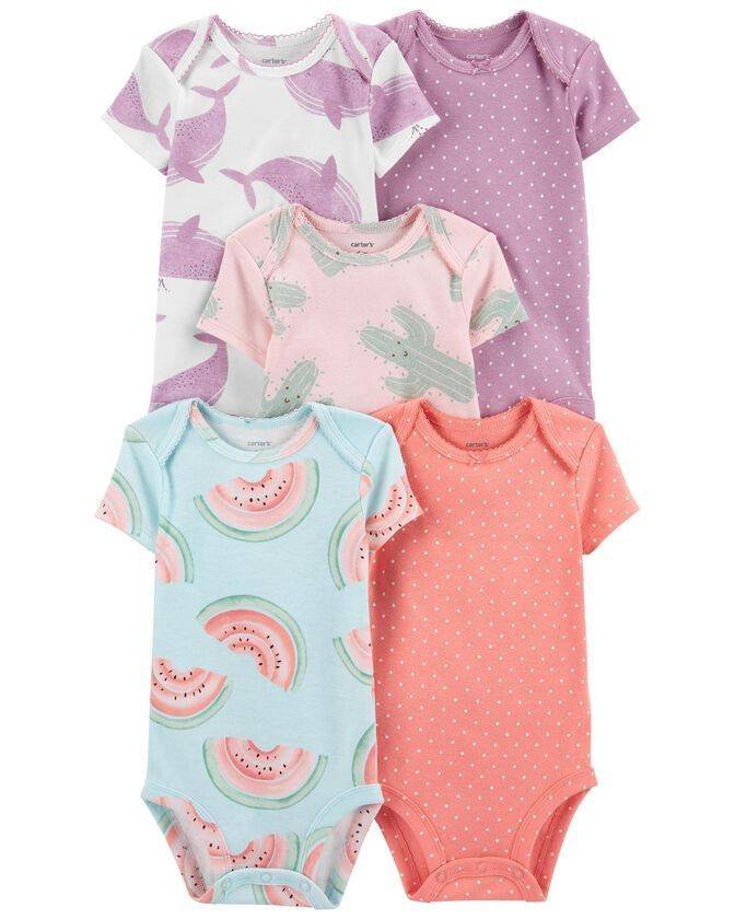 Carters Set 5 Piezas Pañalero Manga Corta Bebe Sandia Cactus