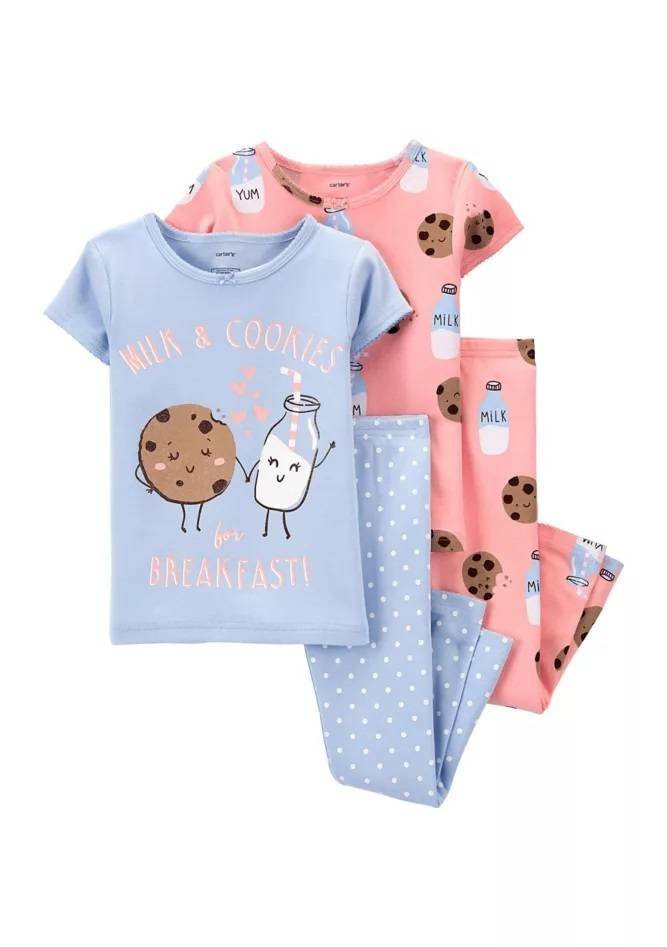 Carters Set 4 Piezas Leche Galletas Pijama Algodón