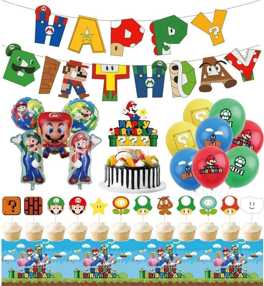 Set 13 Globos Látex Super Mario Fiesta y Decoración Modelo 1