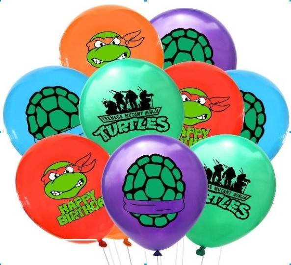 Juego 10 Globos Látex Tortugas Ninja TMNT Fiesta Modelo 1