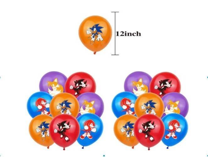Juego 16 Globos Látex Sonic Anime Fiesta Modelo 1