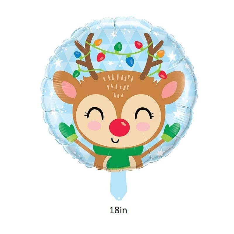 2 Globos Látex Navidad Reno Azul Fiesta Regalos Decoración