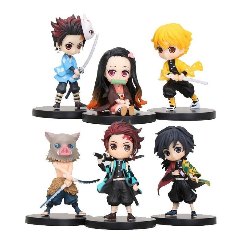6 Figuras Anime Demon Slayer Kimetsu No Yaiba Kamado Tanjirou Nezuko PVC