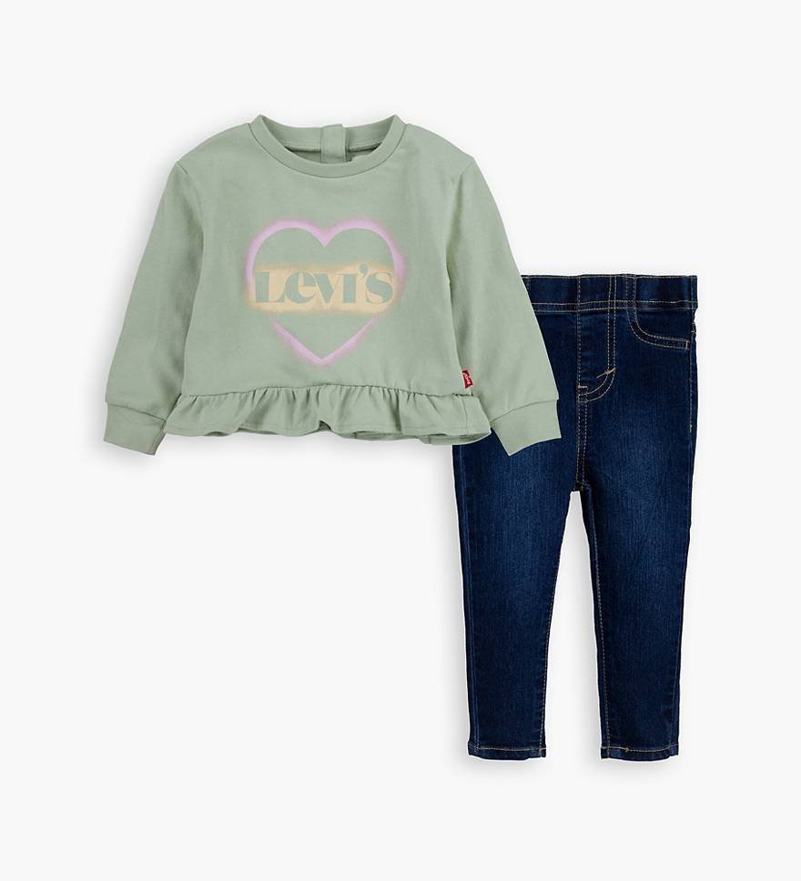 Levi's Set 2 Piezas Mameluco Pantalón Suéter Bebe Corazón