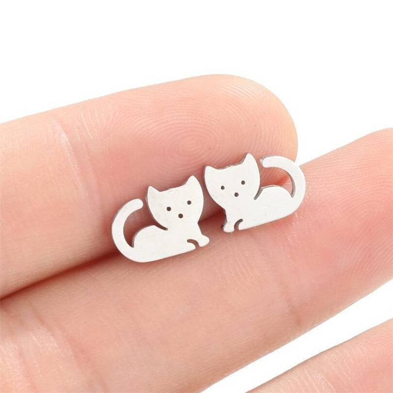 Aretes Pendientes Animal Gato Acostado Mujer Elegante Moda Fiesta Regalo
