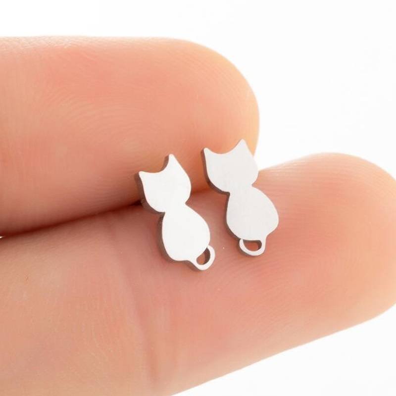 Aretes Pendientes Animal Gato Silueta Amor Mujer Elegante Moda Fiesta Regalo