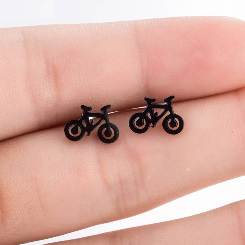 Aretes Pendientes Bicicleta Negra Mujer Elegante Moda Fiesta Regalo