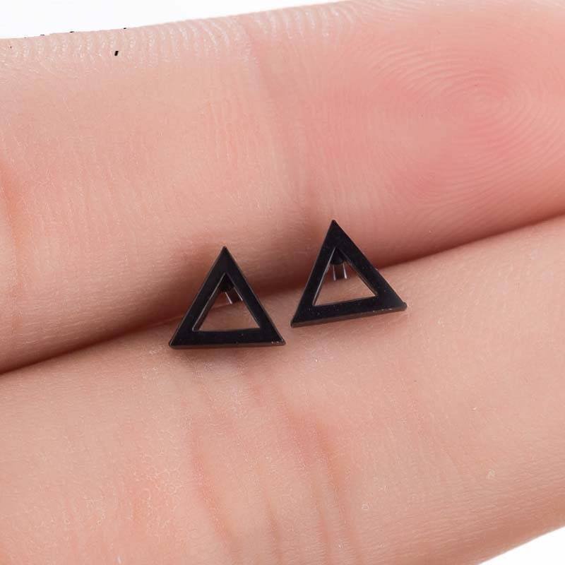 Aretes Pendientes Triangulo Solo Negro Mujer Elegante Moda Fiesta Regalo