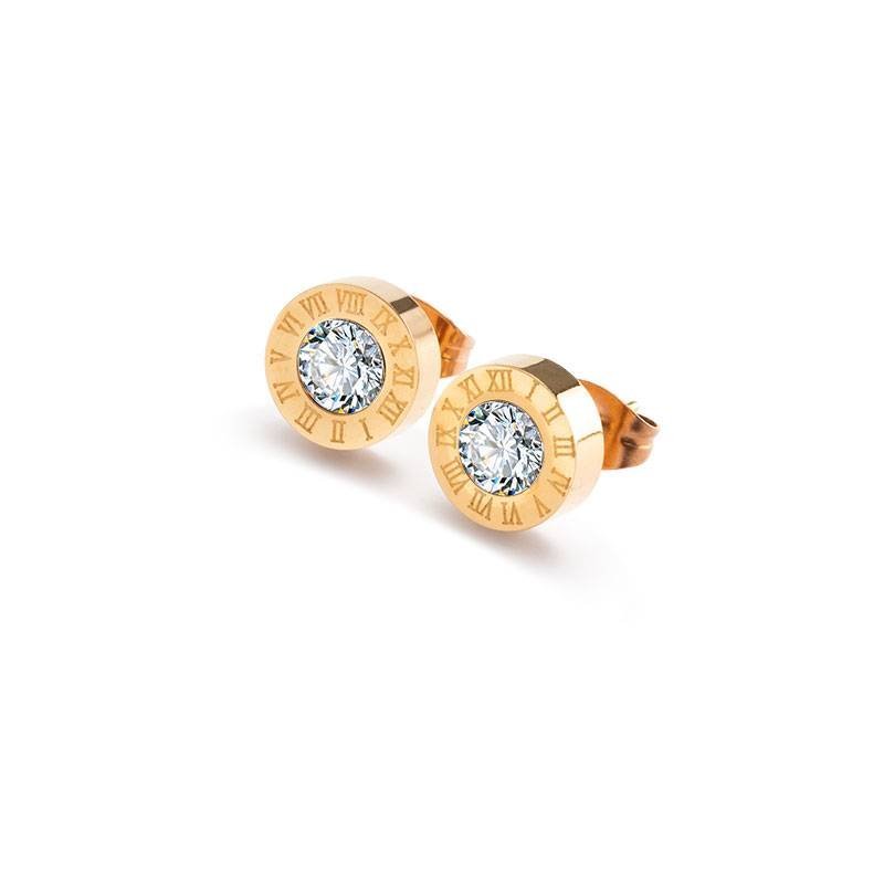 Aretes Aleación Zinc Zirconia Tuerca Acero Cristal Mes Romano Diseño Joyería Gótica