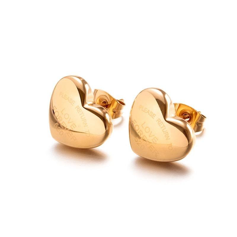 Aretes Aleación Zinc Corazón Love Forever Amor Por Siempre Diseño Joyería Gótica