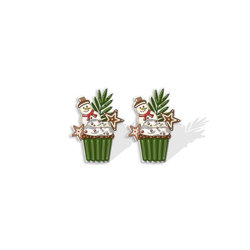 Aretes Pendientes Cupcake Muñeco Nieve Navidad Acrílicos Resina Epoxi Hombre Mujer Joyería