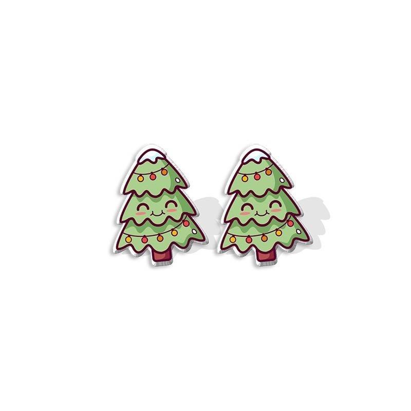 Aretes Pendientes Arbol Feliz Navidad Acrílicos Resina Epoxi Hombre Mujer Joyería