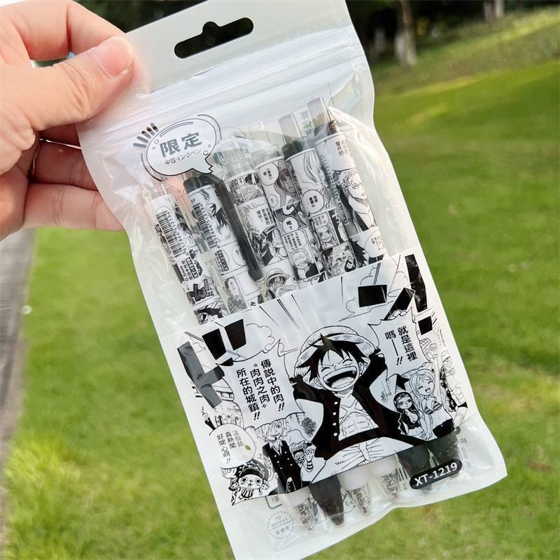 6 Bolígrafos Gel One Piece Luffy Estudiante 0,5mm Oficina Escuela