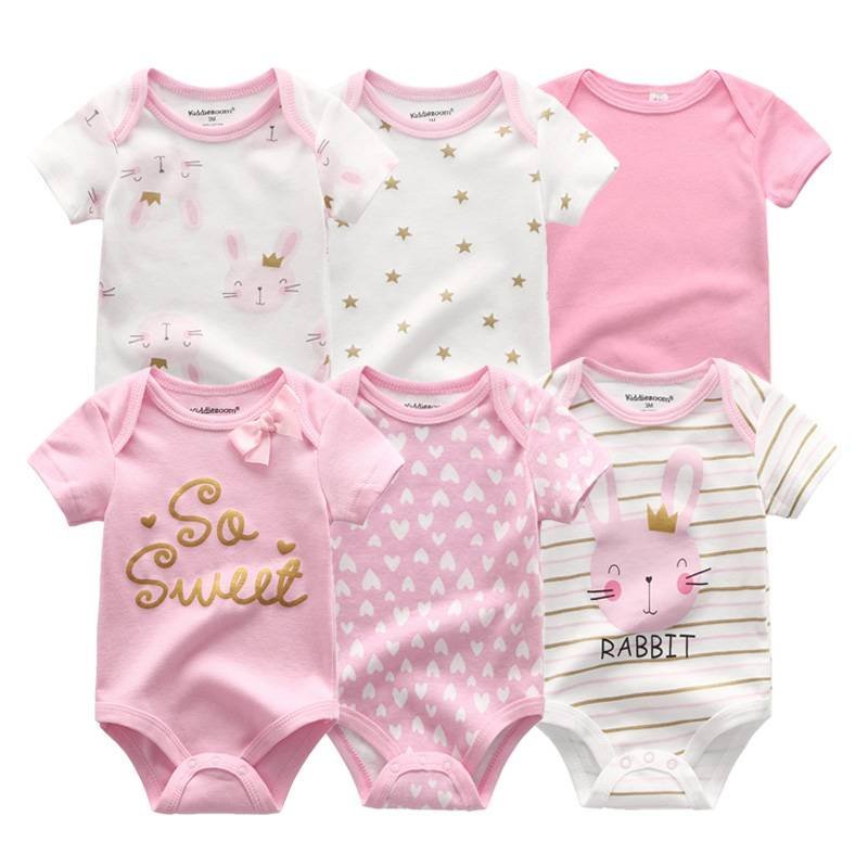 Kiddiezoom Set 6 Piezas Pañalero Manga Corta Bebe Conejo Sweet