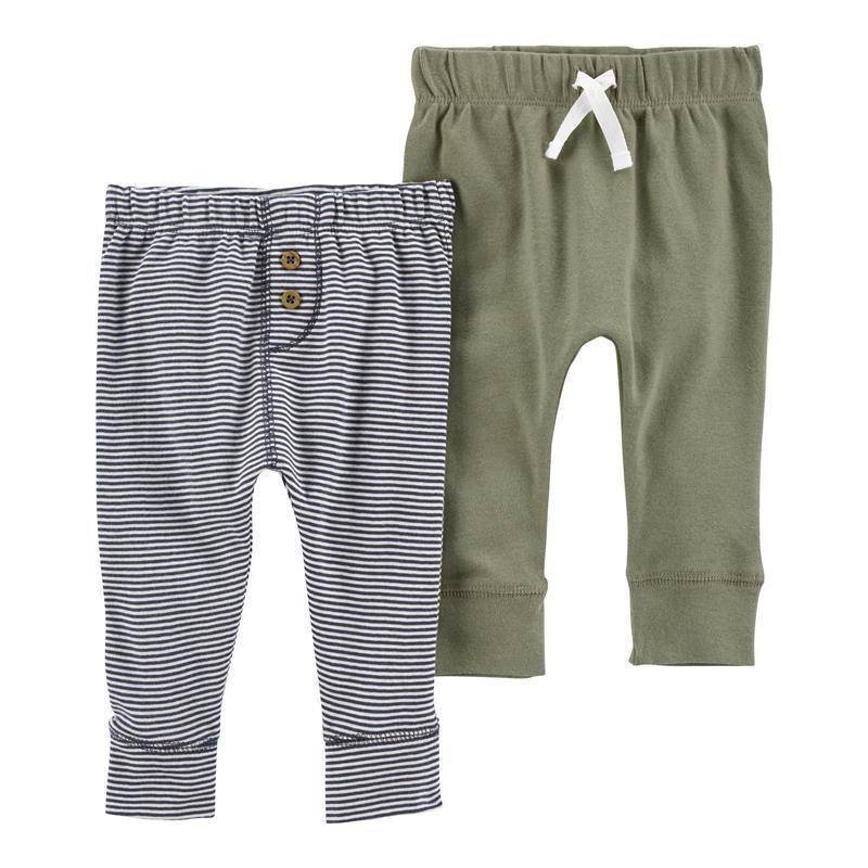 Carters Set 2 Piezas Leggings Pantalon Bebe Gris Rayas