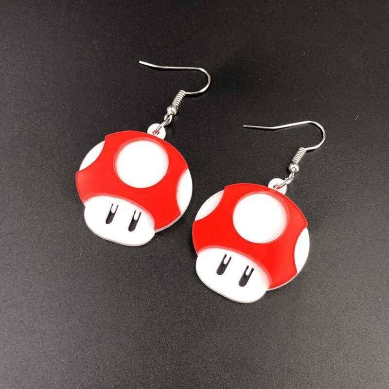 Aretes Pendientes Hongo Super Mario Vida Verde Rojo Acrílicos Hombre Mujer Joyería