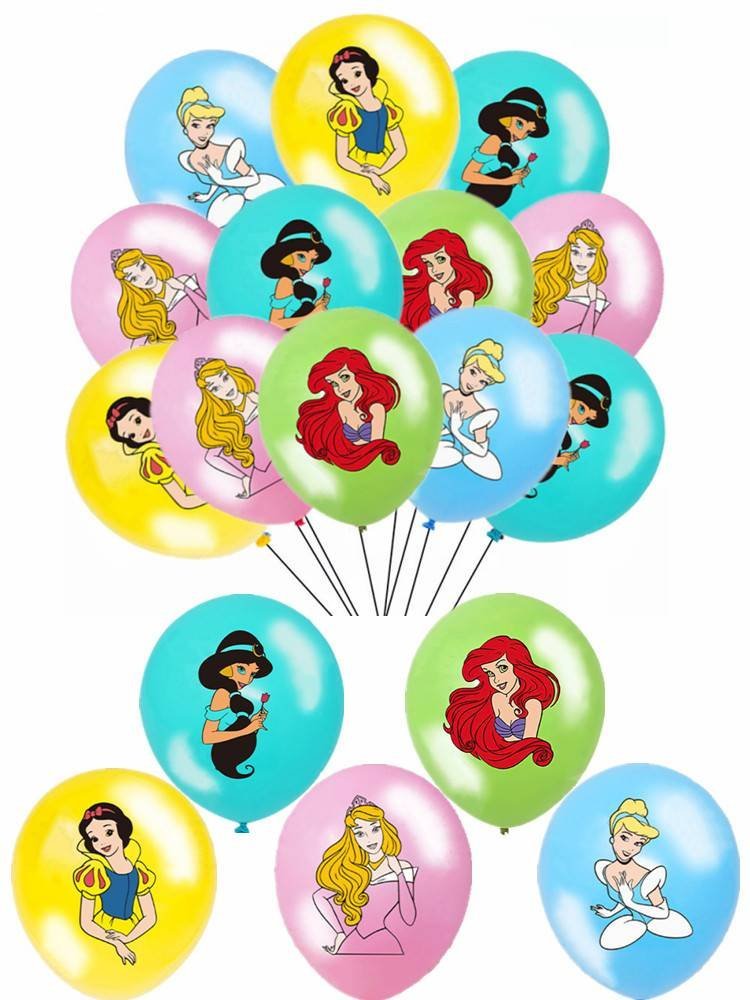 Juego 10 Globos Látex 5 Princesas Disney Bella Cenicienta