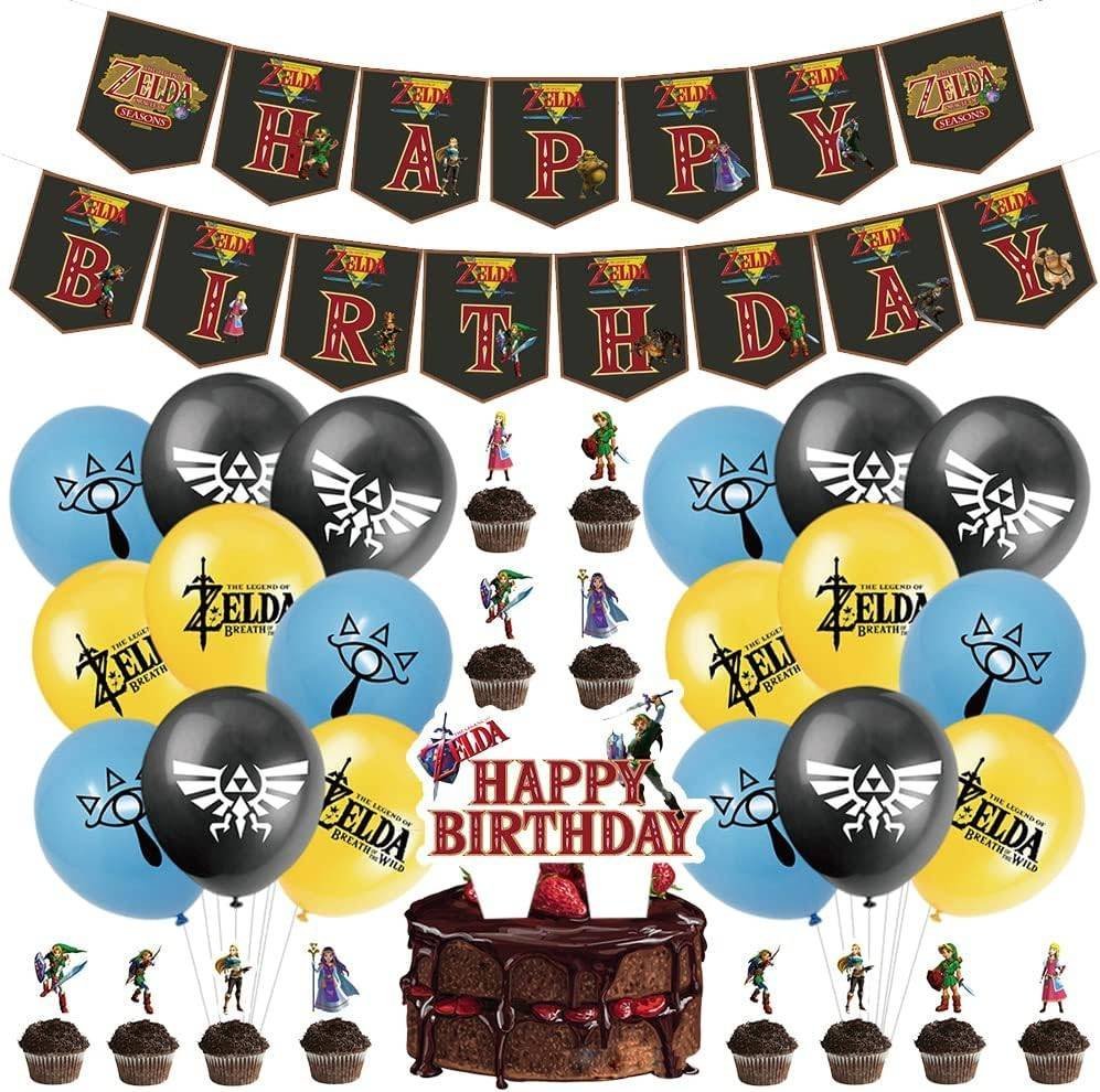 Set 18 Globos Látex The Legend Zelda Link Letrero Fiesta y Decoración Modelo 2