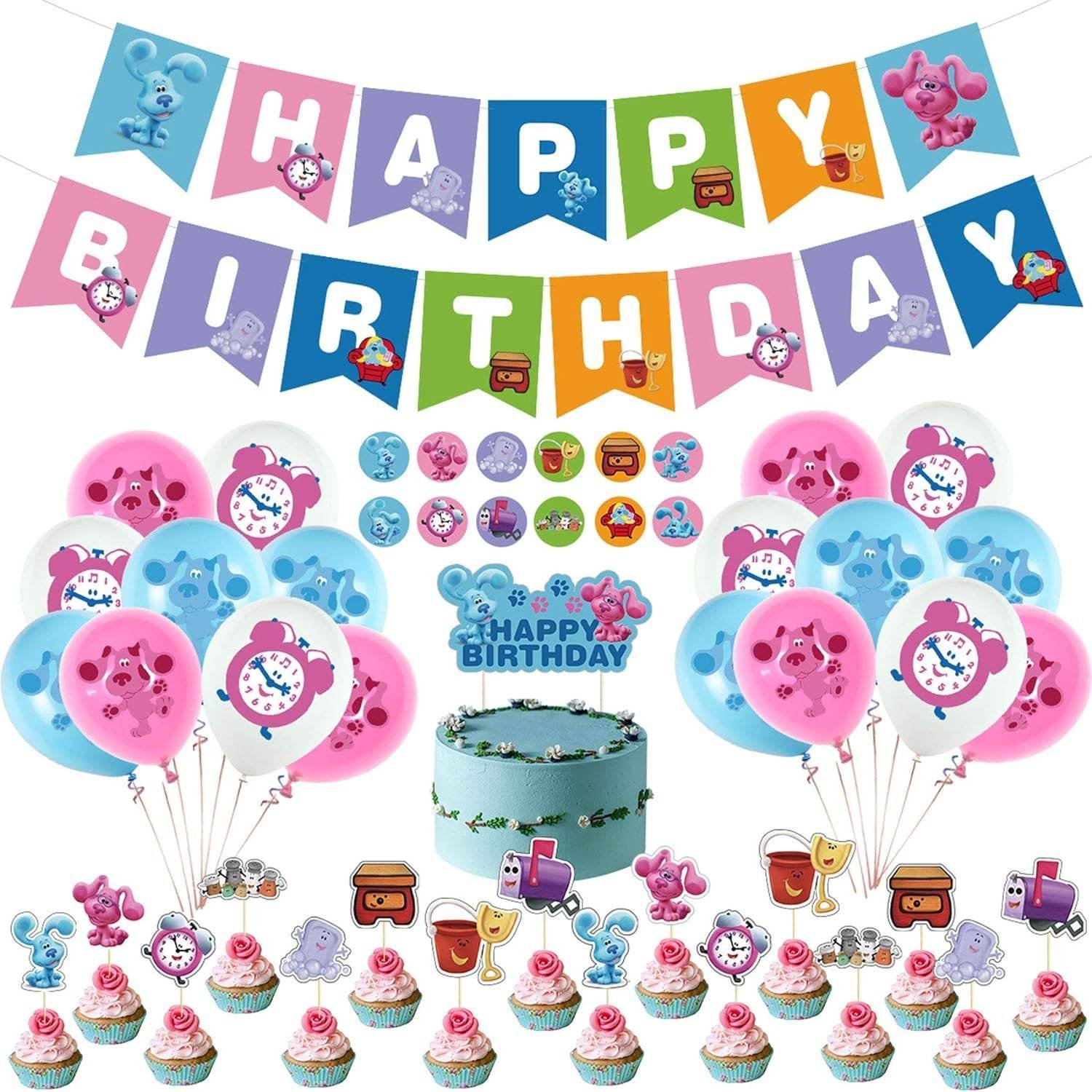 Set 18 Globos Látex Pistas Blues Clues Letrero Fiesta y Decoración Modelo 1