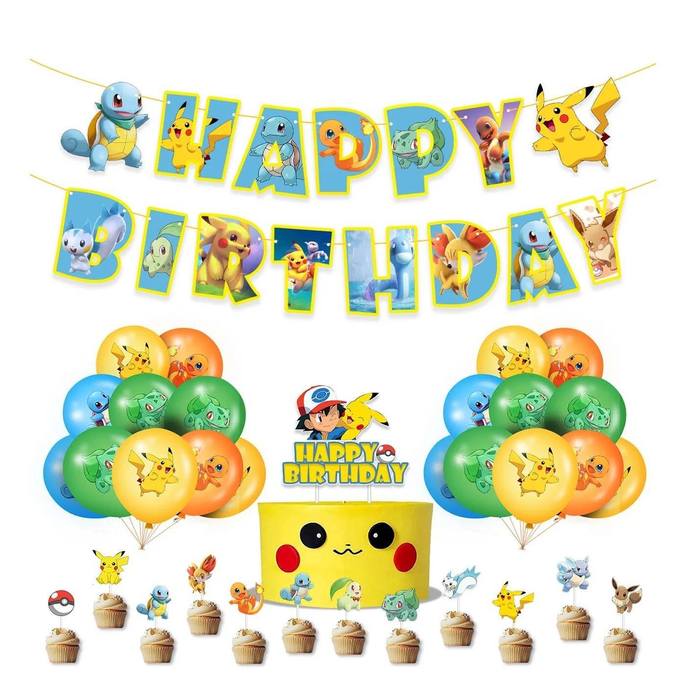 Set 20 Globos Látex Pokemon Anime Letrero Fiesta y Decoración Modelo 3