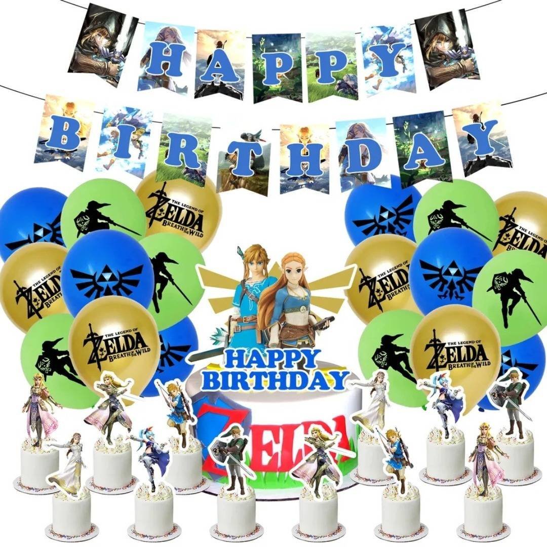 Set 18 Globos Látex Zelda Link Legend Letrero Fiesta y Decoración Modelo 3
