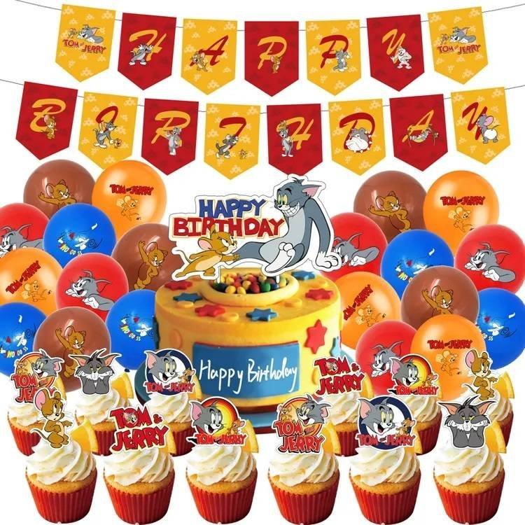 Set 20 Globos Látex Tom And Jerry Letrero Fiesta y Decoración Modelo 1