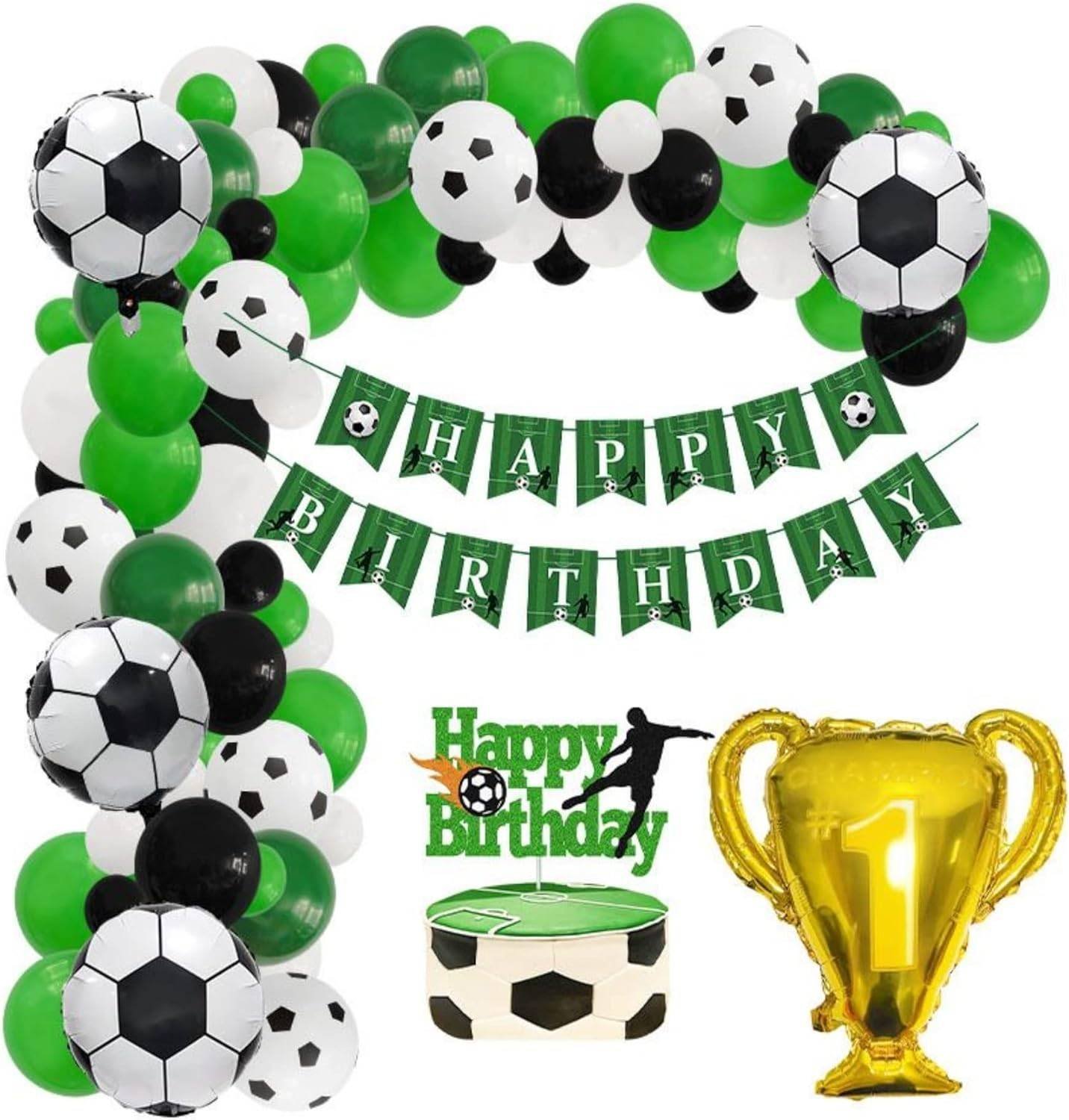 Set 80 Globos Látex Futbol Soccer Letrero Fiesta y Decoración