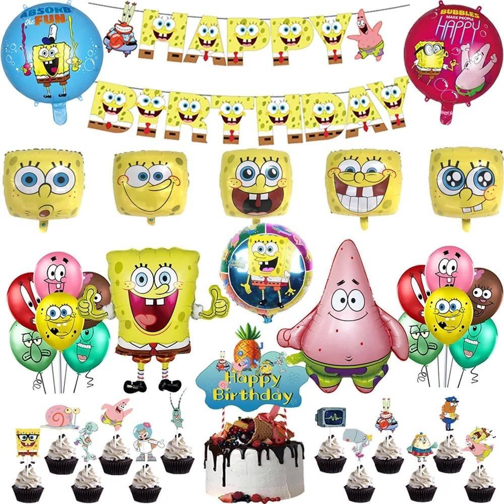 Set 15 Globos Látex Bob Esponja Letrero Fiesta y Decoración Modelo 3