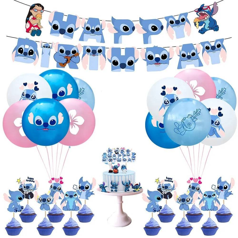 Set 16 Globos Látex Stitch Angel Letrero Fiesta y Decoración Modelo 1