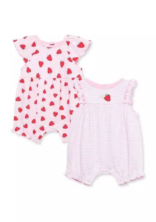 Little Me Set 2 Piezas Pañalero Manga Corta Bebe Fresas