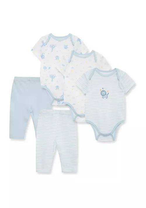 Little Me Set 5 Piezas Pañalero Pantalon Manga Corta Bebe Leon