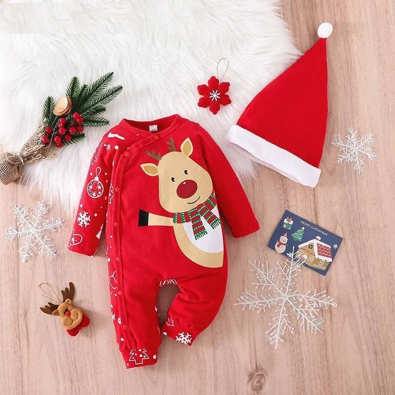 Disfraz Bebe Venado Rojo Alce Gorro Navidad Algodón Manga Larga