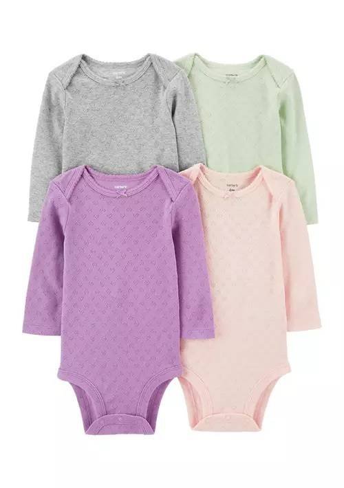 Carters Set 4 Piezas Pañalero Mamelucos Bebe Colores Solidos