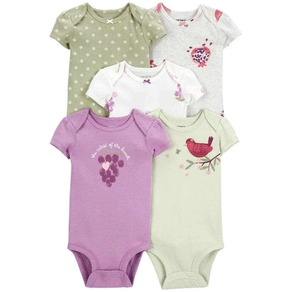 Carters Set 5 Piezas Pañalero Mamelucos Bebe Frutas Uva